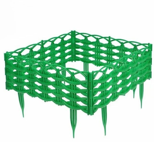 Ограждение садовое пластик `Ивушка` 300 см х 25 см салатовое