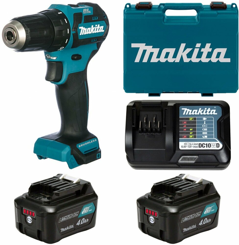 Дрель-шуруповерт аккумуляторная 35Нм CXT 12В, 2х4Ач, з/у, Makita DF332DWME