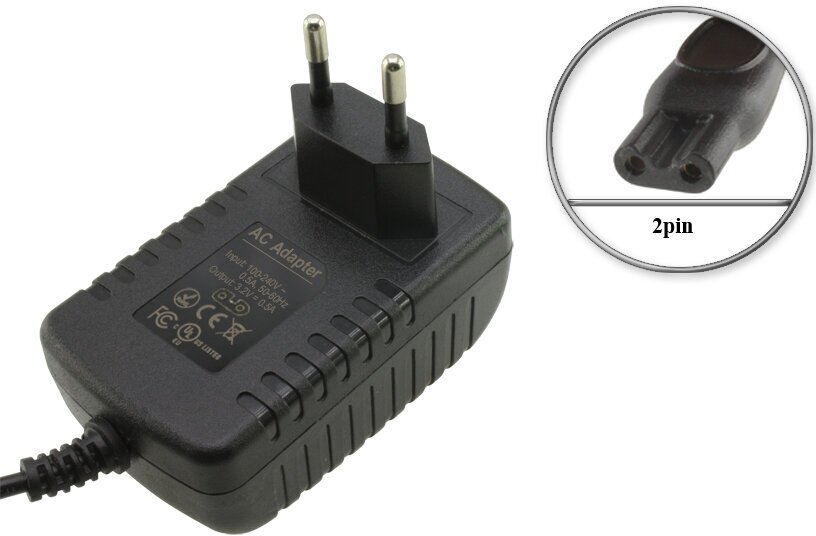 Адаптер (блок) питания 3V - 3.2V, 0.5A, 2pin, зарядное устройство бритвы Vitek VT-8265B и др.