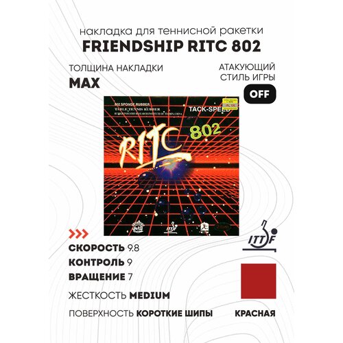 Накладка Friendship Ritc 802 (цвет красный, толщина max)