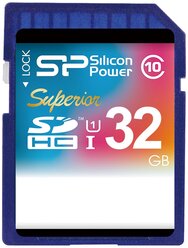 Карта памяти Silicon Power Superior SDHC UHS Class 1 Class 10 32 GB, чтение: 90 MB/s, запись: 45 MB/s