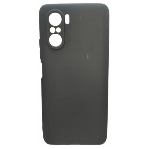 Чехол силиконовый с защитой камеры Xiaomi Poco F3 (черный)