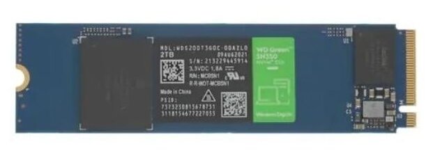 Твердотельный накопитель SSD WD Green SN350 NVMe WDS200T3G0C 2ТБ M2.2280 (QLC) - фото №2