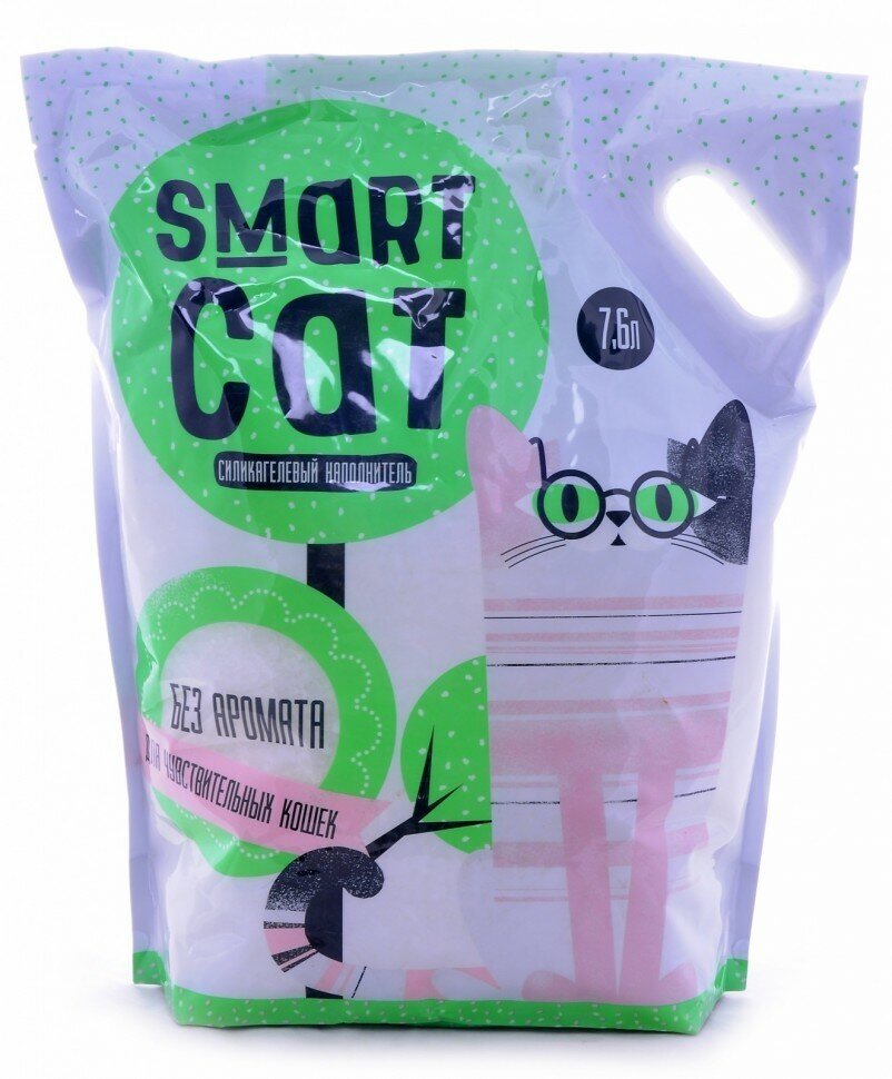 SmartCat Силикагелевый наполнитель для чувствительных кошек (без аромата) (7 кг)