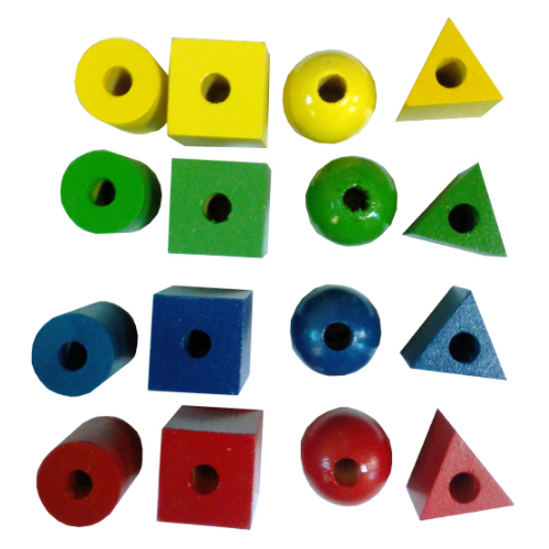 фото Шнуровка бусины геометрические фигуры цветных, rntoys д-710 (16шт)