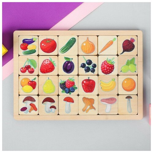 Игра развивающая деревянная Овощи, фрукты, ягоды, грибы деревянная развивающая игра пелси домино детское ягоды арт и692