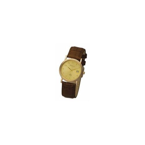 Наручные часы Platinor мужские, кварцевые, корпус золото, 585 проба, антибликовое покрытие стеклажелтый