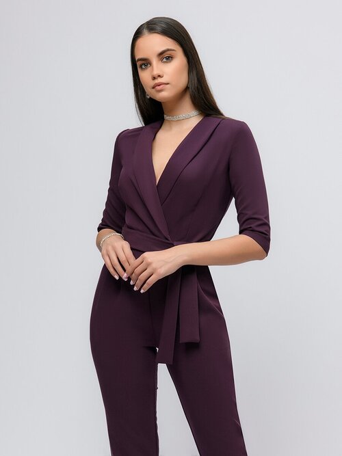 Комбинезон 1001dress, вечерний стиль, карманы, размер 48, фиолетовый