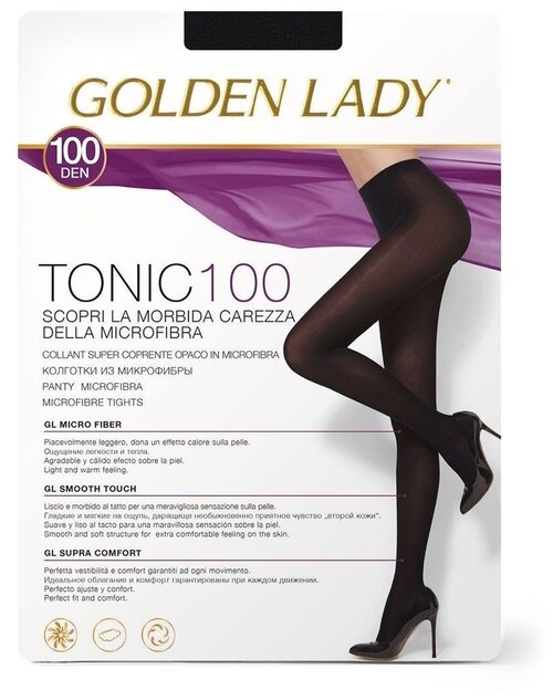 Колготки  Golden Lady Tonic, 100 den, с ластовицей, без шортиков, матовые, размер 3, черный