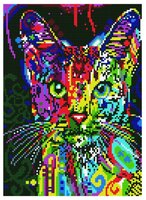Цветной Набор алмазной вышивки Кошка поп-арт (LE021) 30x40 см