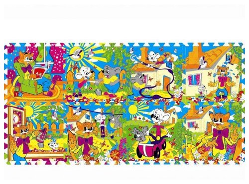 Коврик-пазл Играем вместе Леопольд (FS-LEO-01), разноцветный, 120х60 см, 8 элементов
