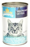 Корм для кошек Chicopee (0.4 кг) 1 шт. Консервы для кошек: мясные кусочки с рыбой 0.4 кг 1