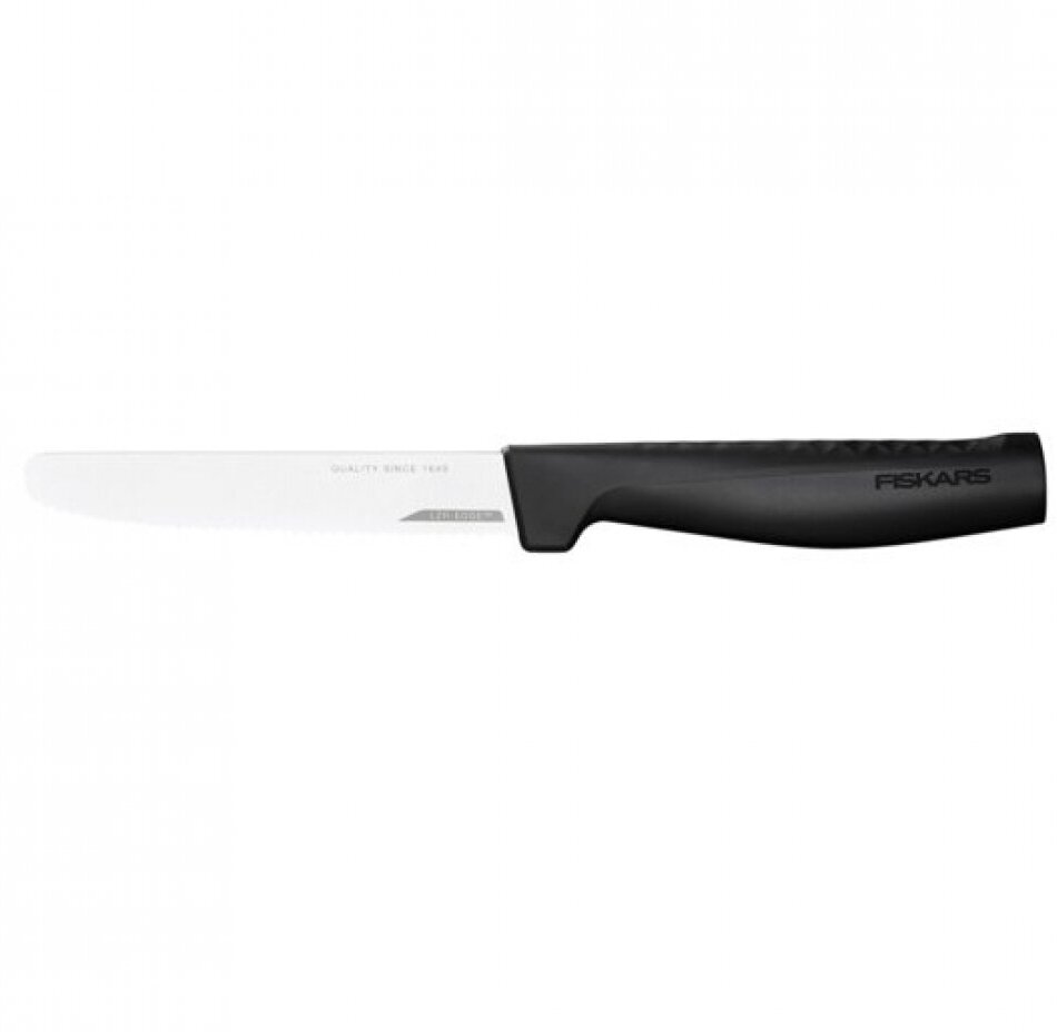 Нож кухонный Fiskars Hard Edge (1054947) стальной для томатов лезв.114мм серрейт. заточка черный - фото №10