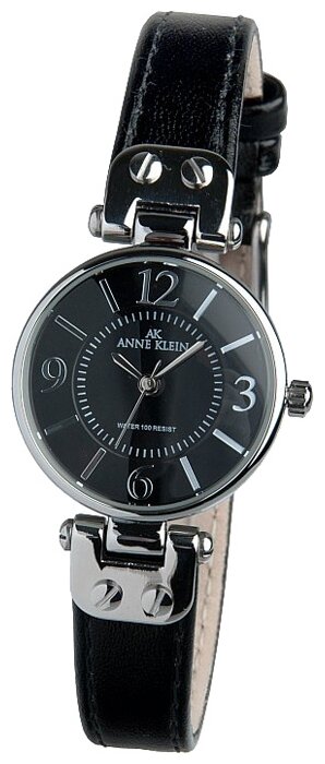 Наручные часы ANNE KLEIN Leather 9443BKBK, черный, серебряный