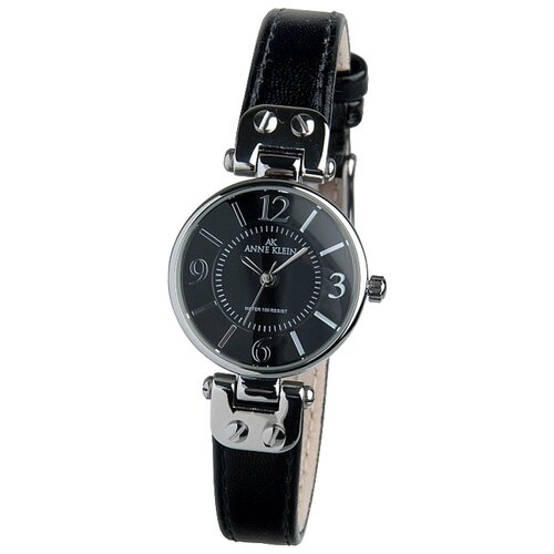 Наручные часы ANNE KLEIN Leather 9443BKBK, черный, серебряный