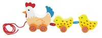 Каталка-игрушка Viga Курочка с цыплятами (50078) желтый/оранжевый/красный
