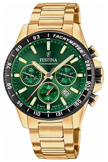 Наручные часы FESTINA Timeless Chrono, зеленый