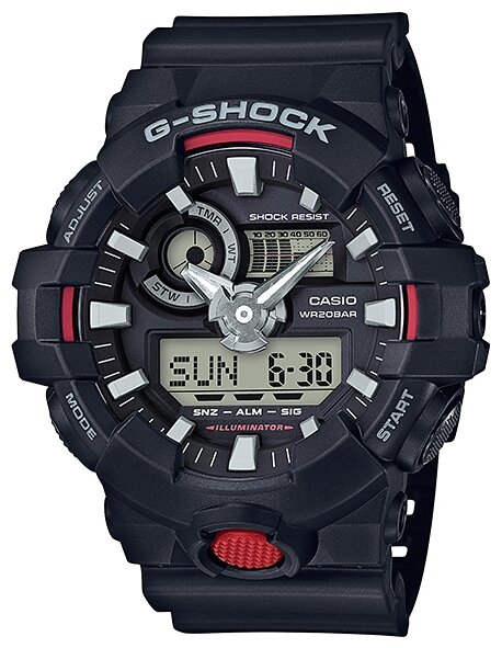 Наручные часы CASIO G-Shock GA-700-1A, черный, серый