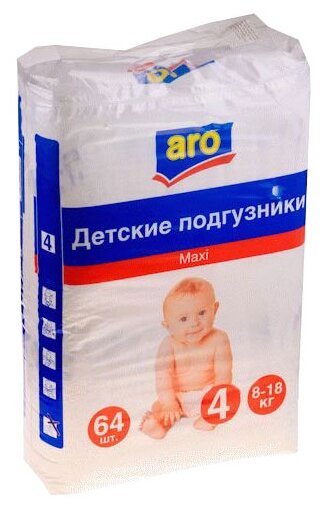 Подгузники Aro детские Maхi 8-18 кг, 64 шт. - Onteх