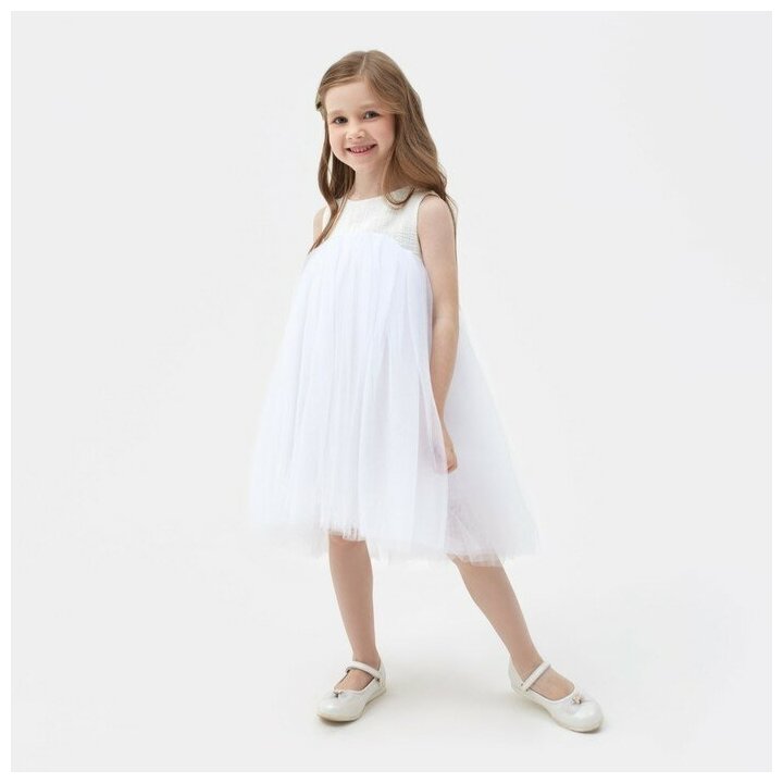 MINAKU Платье для девочки MINAKU: PartyDress цвет белый, рост 110