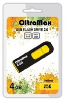 Флешка OltraMax 250 4GB черный/желтый