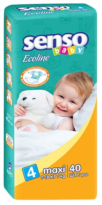 Подгузники Senso baby Ecoline Maxi (7-18 кг), 40 шт
