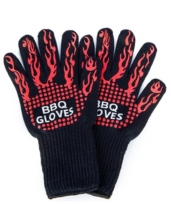 Огнеупорные двухслойные перчатки, на 500 градусов, для гриля и барбекю, 2 шт