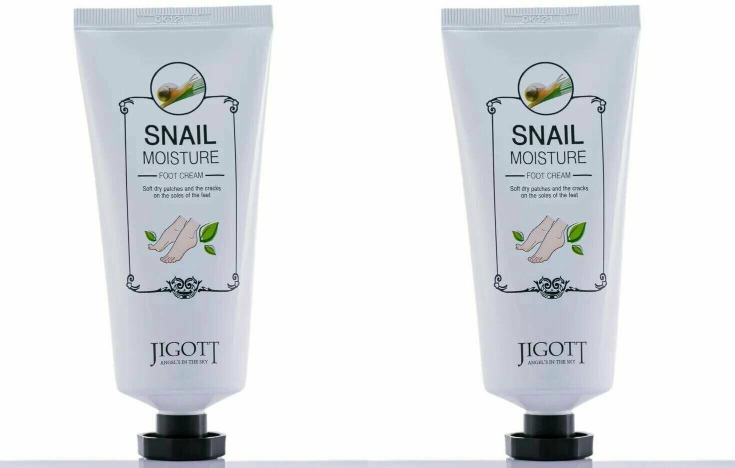 Jigott Крем для ног "Real moisture snail foot cream" с муцином улитки, 100 мл, 2 шт