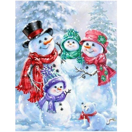 Картина по номерам Снеговики Семья 40х50 см Art Hobby Home картина по номерам дружная семья 40х50 см hobby home
