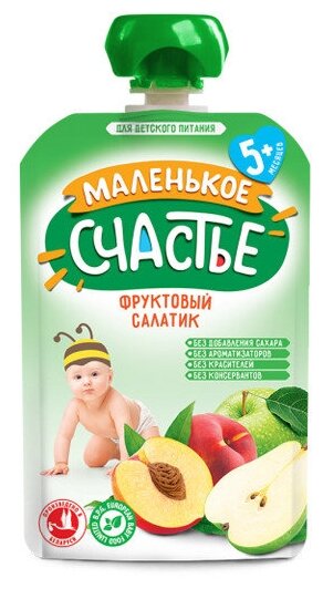 Пюре Маленькое счастье Фруктовый салатик, с 5 месяцев, 90 г