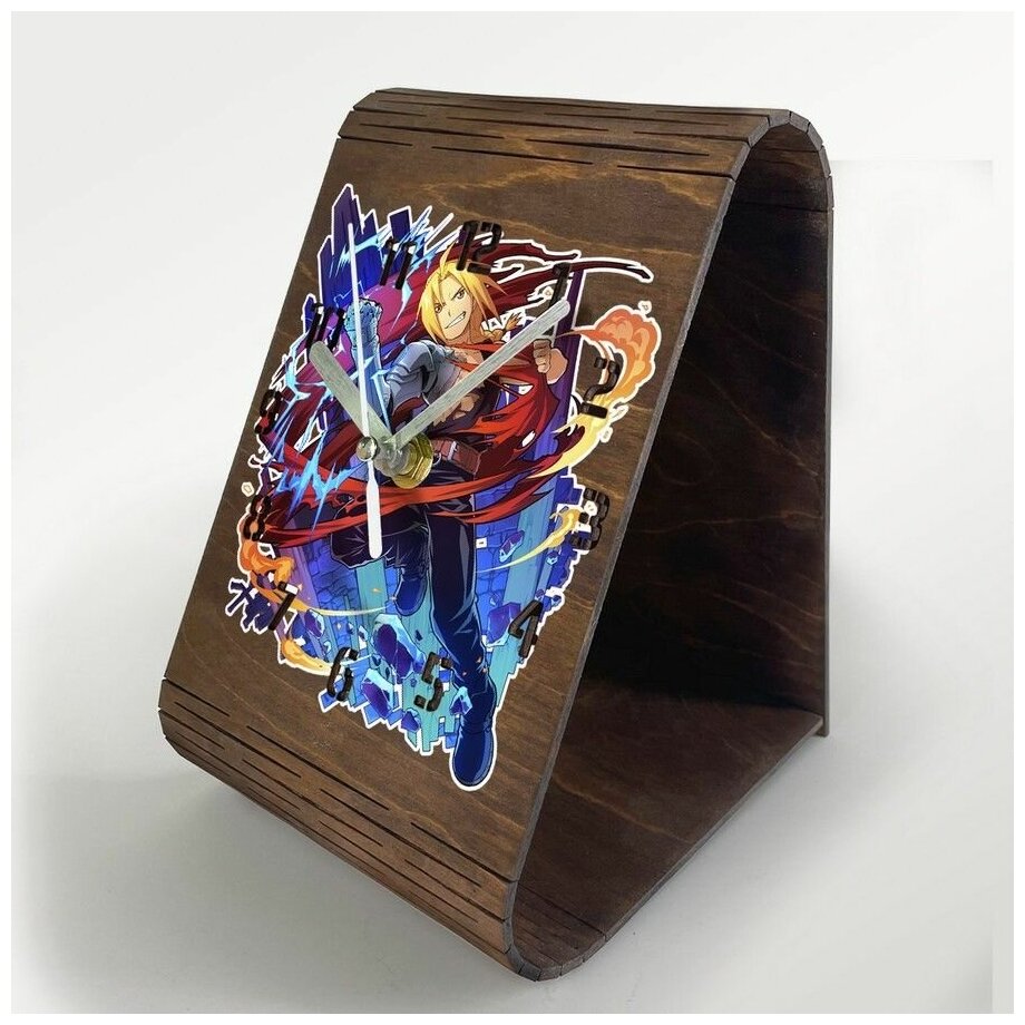 Настольные часы из дерева, цвет венге, яркий рисунок Fullmetal Alchemist (Стальной алхимик) - 237