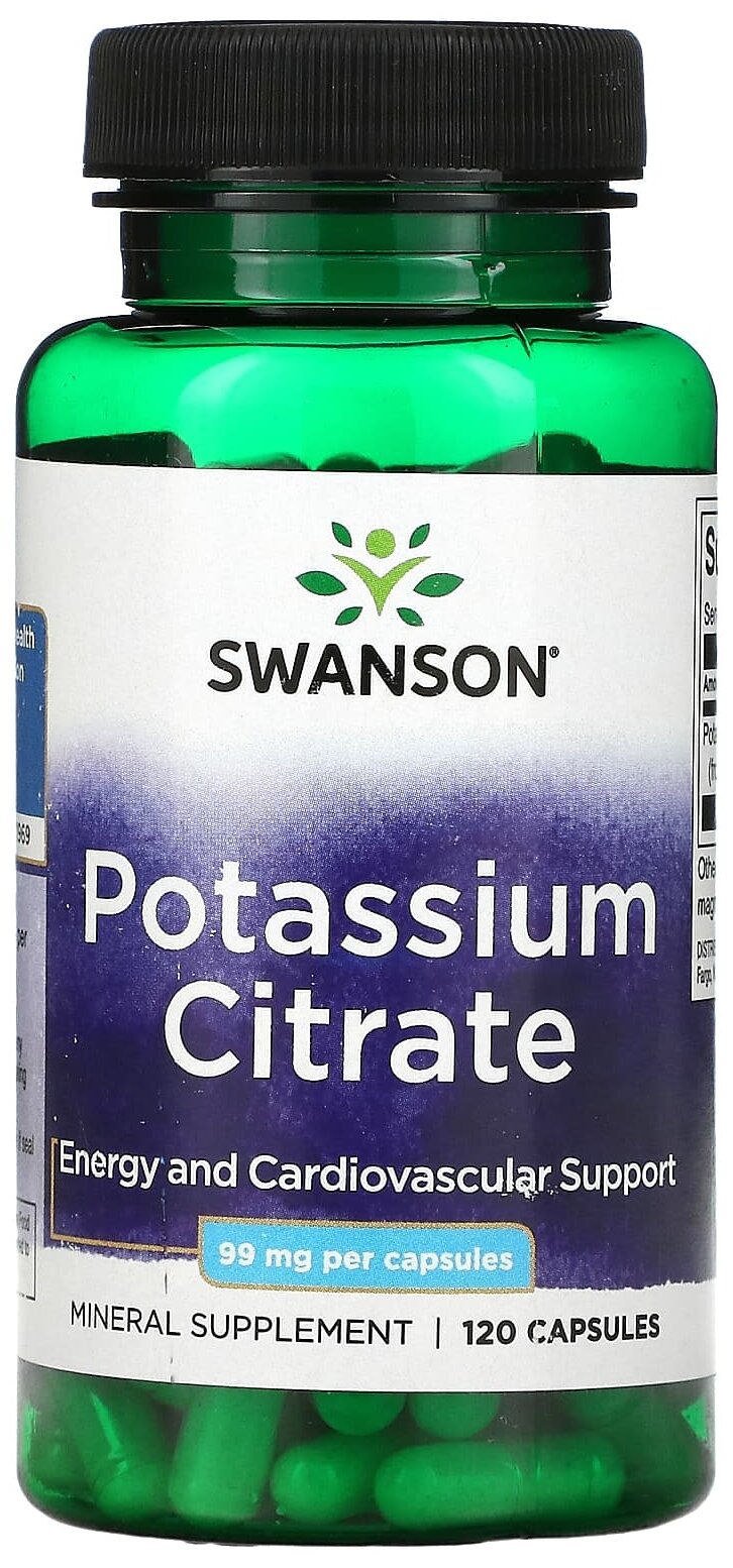 Капсулы SWANSON Potassium Citrate, 120 г, 120 шт.
