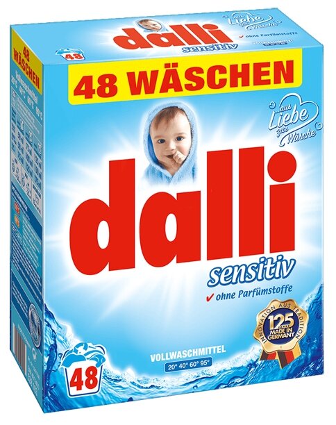 Стиральный порошок Dalli Sensitive, 3.12 кг, для детского белья, универсальное