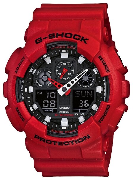 Наручные часы CASIO G-Shock GA-100B-4A, черный, красный