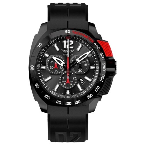 наручные часы aviator v 2 16 5 098 4 черный Наручные часы Aviator P.2.15.5.089.6, черный, красный