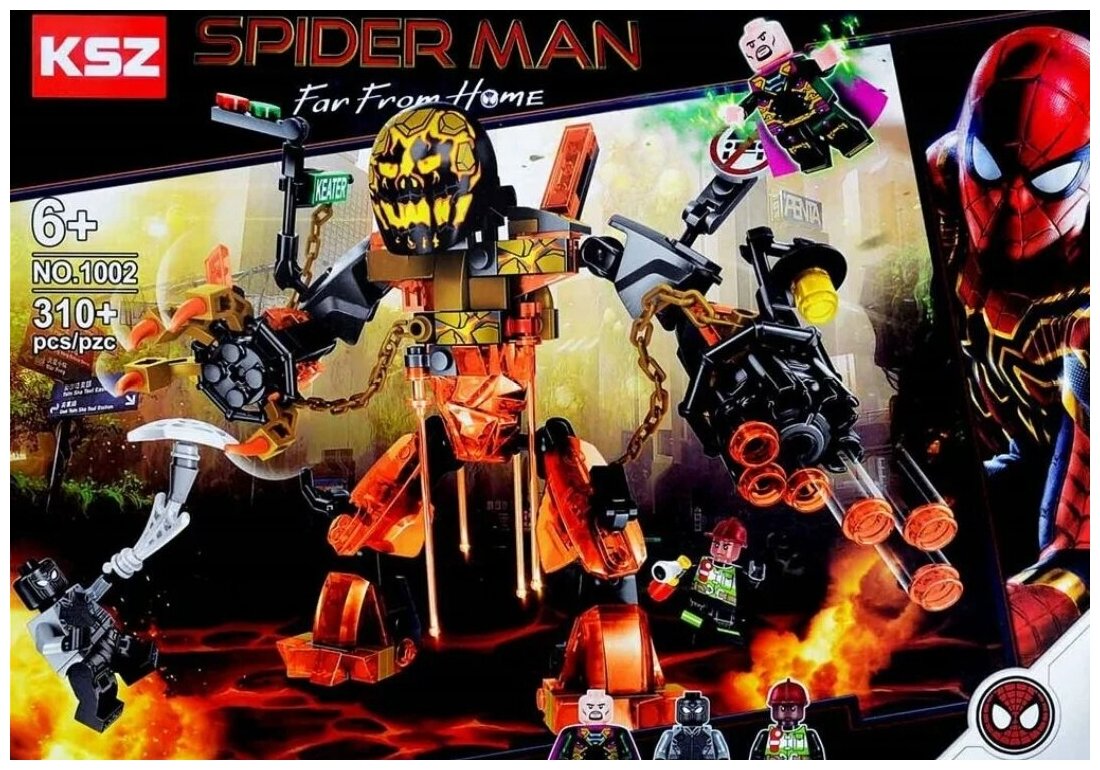 Конструктор/ Spider Man/ Человек Паук/ Бой с расплавленным человеком/ 310 деталей/ 1002/ ребенку