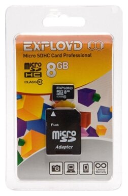 MicroSD 8GB Exployd Class 10 + SD адаптер