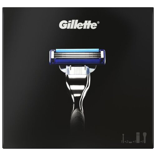 фото Подарочный набор Gillette: чехол, гель для бритья Extra Comfort 75 мл, бритва Mach3 Turbo + сменные кассеты – 2 шт.