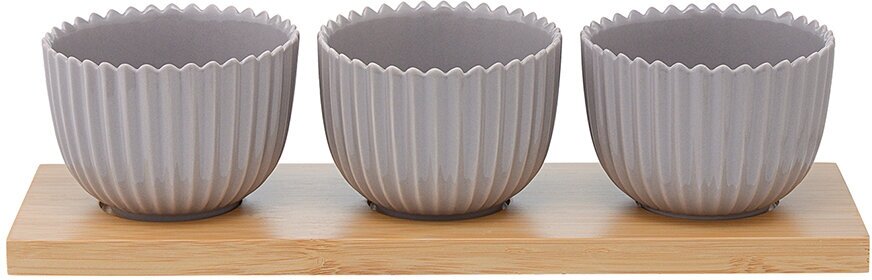 Фотографии Набор для сервировки из чаш и подставки темно-серого цвета на подставке из коллекции Edge, Tkano, TK22-TW_SRV0004