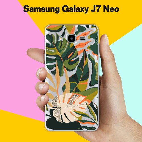 Силиконовый чехол на Samsung Galaxy J7 Neo Растения / для Самсунг Галакси Джей 7 Нео матовый soft touch силиконовый чехол на samsung galaxy j7 neo самсунг джей 7 нео с 3d принтом duck swim ring черный