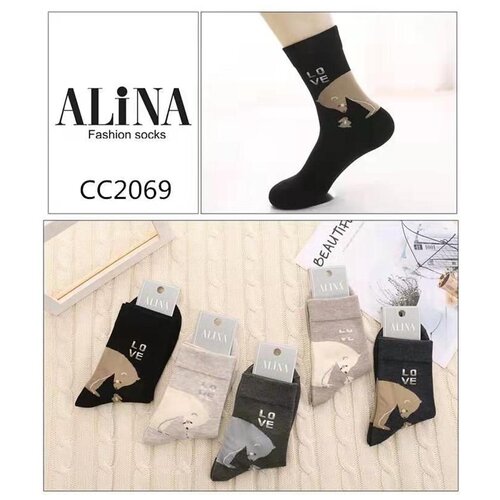 CC2069-3шт-ассорти-23-25, Женские носки из хлопка ALINA CC2069
