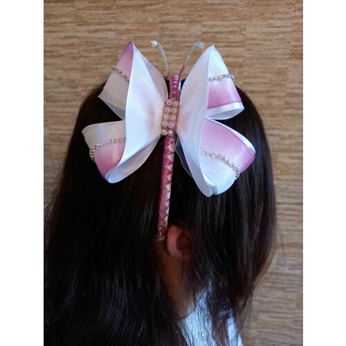 Ободок для девочки с цветком-бабочкой, украшение в причёску, ободок на праздник или фотосессию