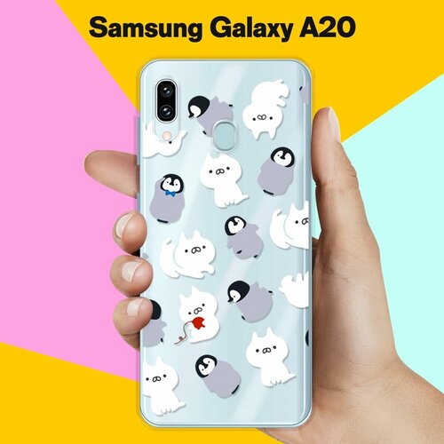 силиконовый чехол котики и пингвины на samsung galaxy m51 Силиконовый чехол Котики и пингвины на Samsung Galaxy A20