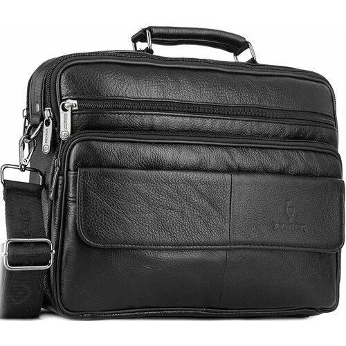 Портфель ZZNICK, фактура зернистая, черный