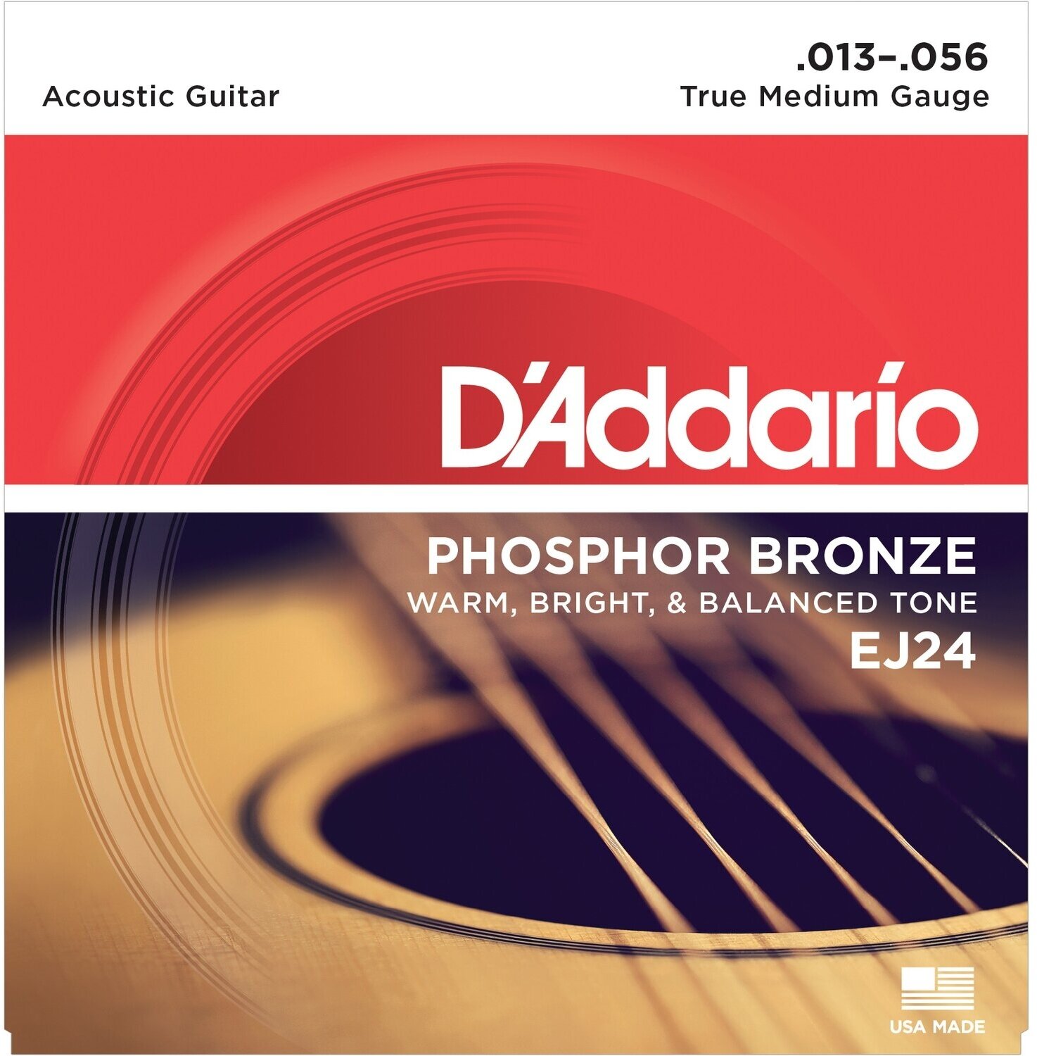 D'Addario EJ24 струны для ак. гитары фосфор/бронза, 13-56 True Medium