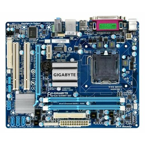 Материнская плата GIGABYTE GA-G41MT-D3 LGA 775 G41 PCI-ESVGAGbLAN SATA MicroATX 2DDR3 БУ 245000₽