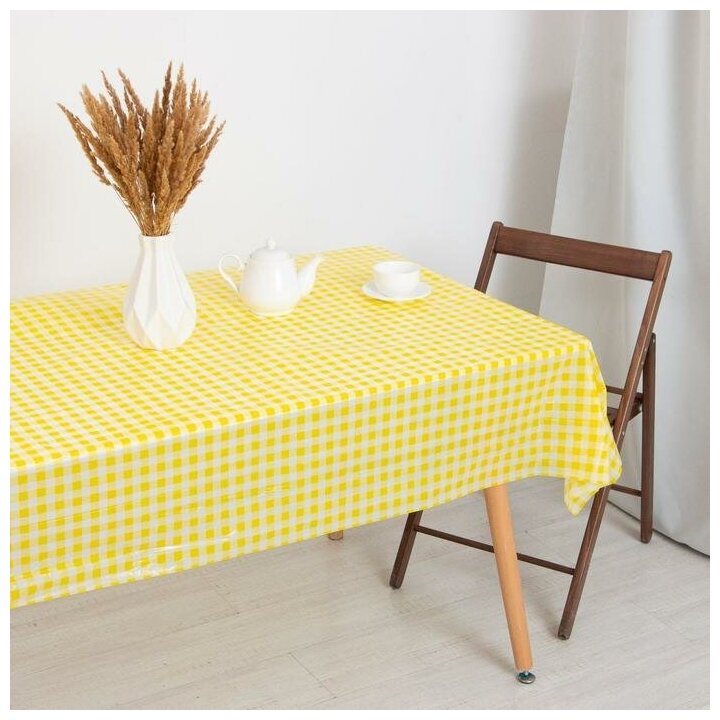 фото Скатерть для дачи Клеточка цв. желтый 137*183 см