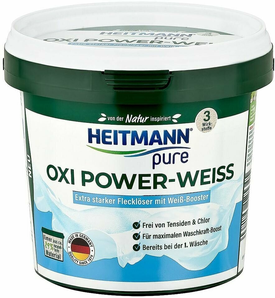 Средство для удаления пятен Heitmann OXI Power Weiss с белых тканей 500г х 2шт