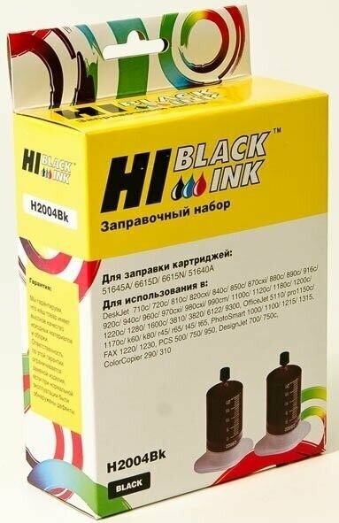 Заправочный набор Hi-Black H2004Bk для HP 51645A/C6615A/51640A, Bk, 2x20 мл.