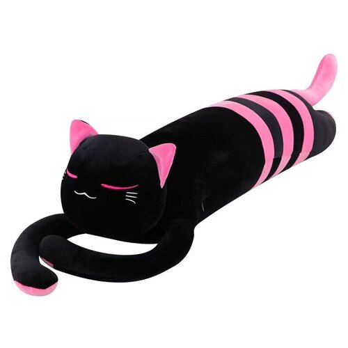 Мягкая игрушка подушка длинный Кот с полосками 90см/розовый/спящая кошка